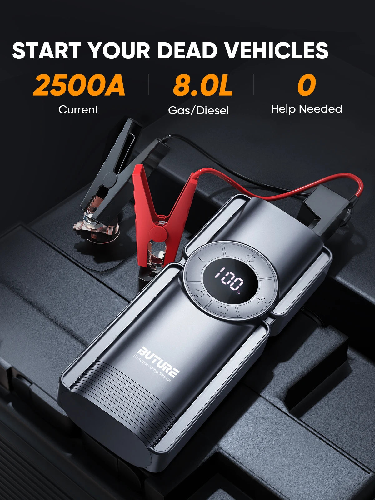 Buture 20000mAh 4 in 1 Jump Starter, Air Pump, Phone Charger & Flashlight for Cars