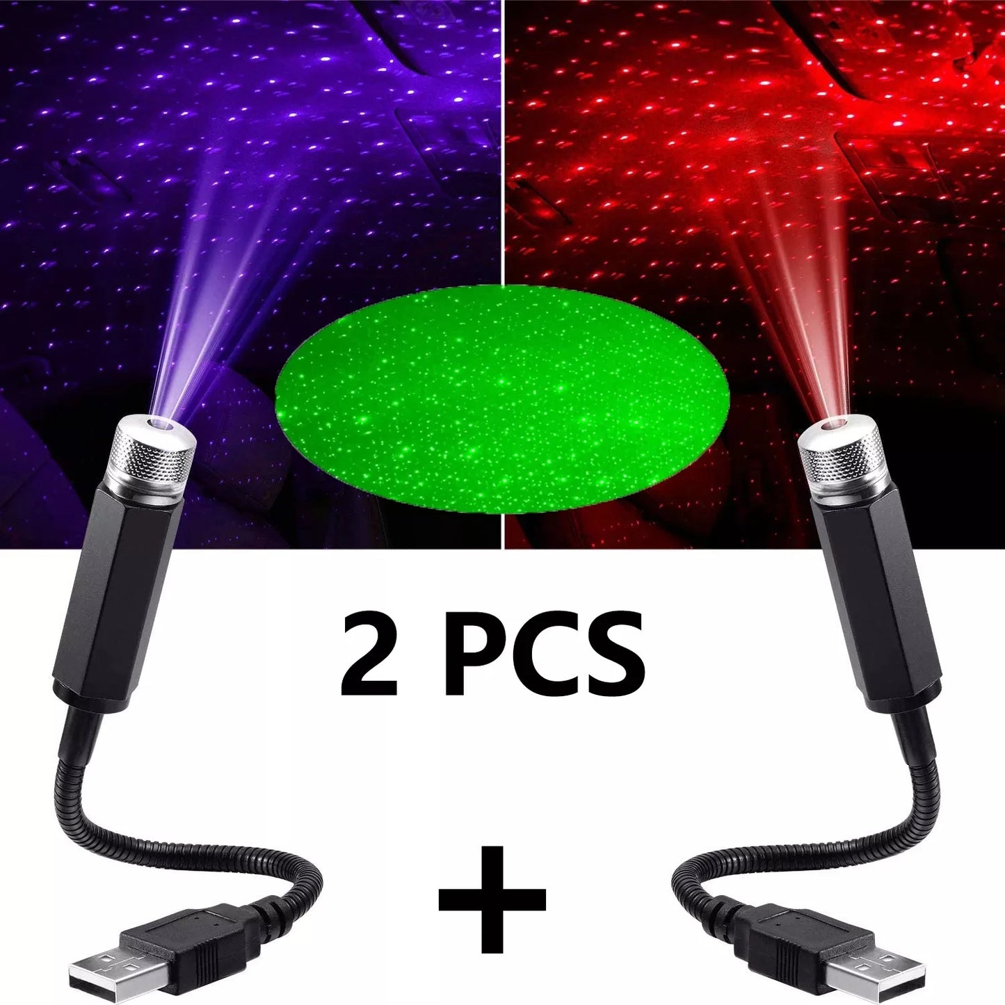 2X Car Roof Room Ceiling Decor Romantic LED Starry Sky Night Light 5V USB Powered Galaxy Star Projector Lamp